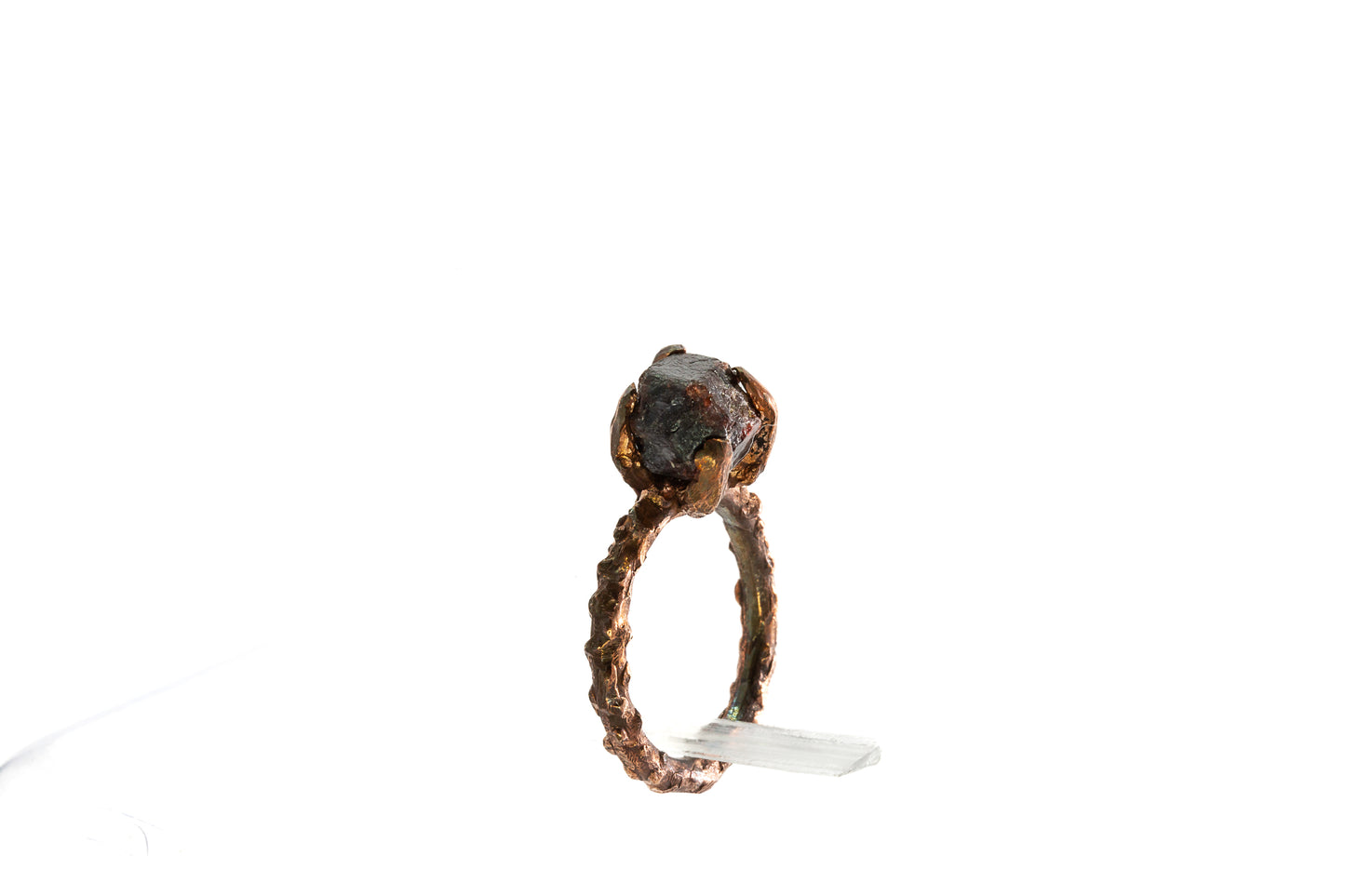 Local Gems: "Shoreline" A Rough garnet copper Solitaire Ring 1