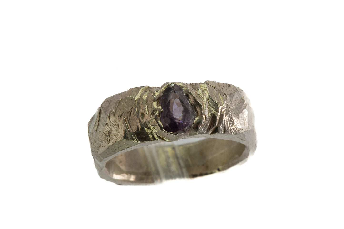 Sapphires in Silver: Purple pear cut Ring
