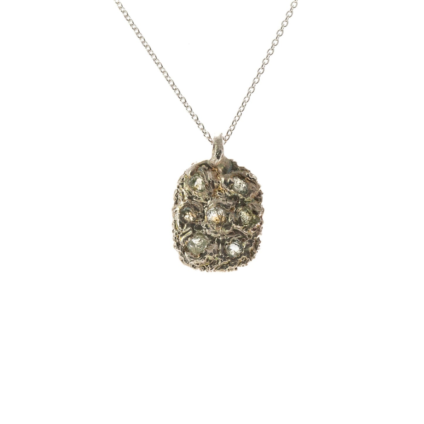 Sapphires in Silver: 7 rough Montana sapphire free form Pendant