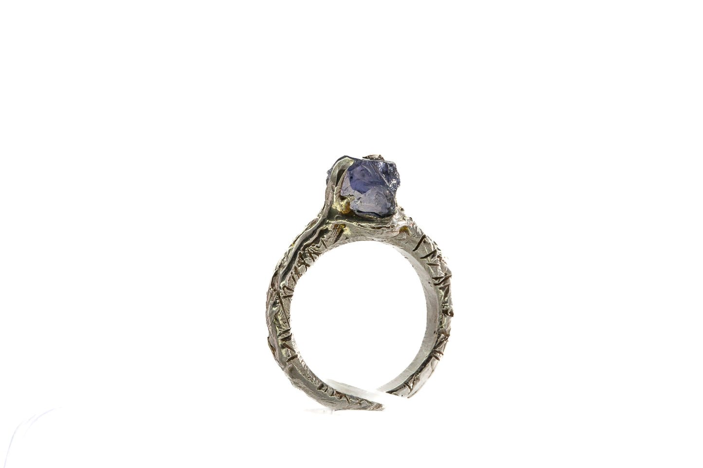 World Gems: Rough Iolite silver Solitaire Ring