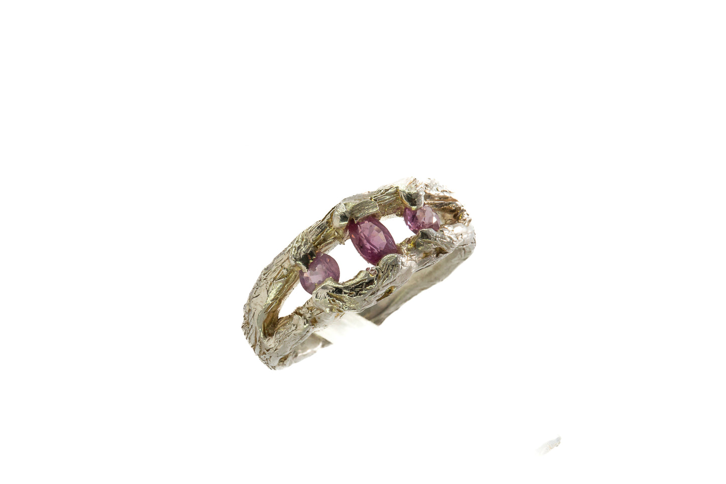 Sapphires in Silver: "Riverbend" 3 Stone Sapphire ring
