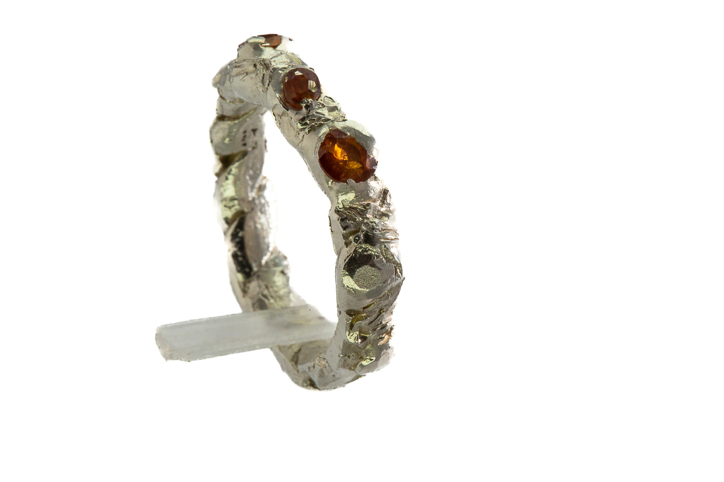 Sapphires in Silver: 3 stone orange Ring