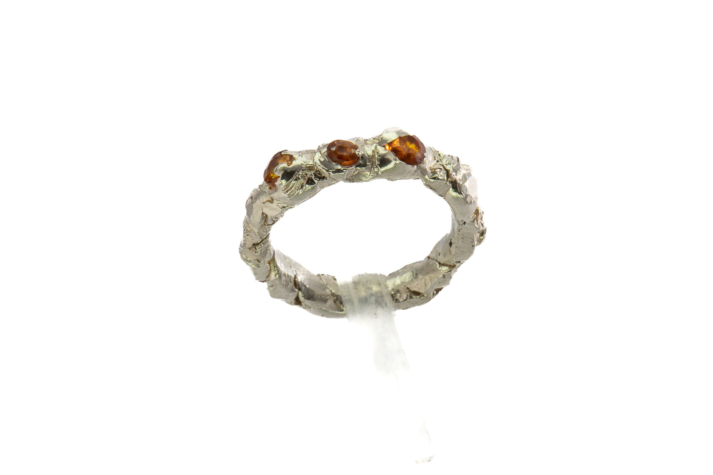 Sapphires in Silver: 3 stone orange Ring