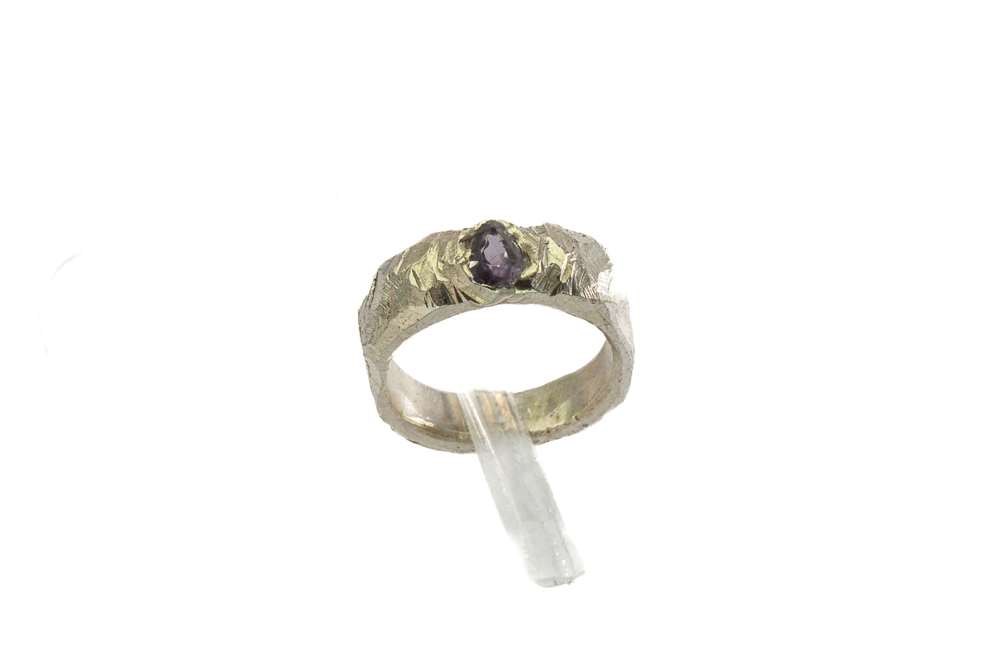Sapphires in Silver: Purple pear cut Ring
