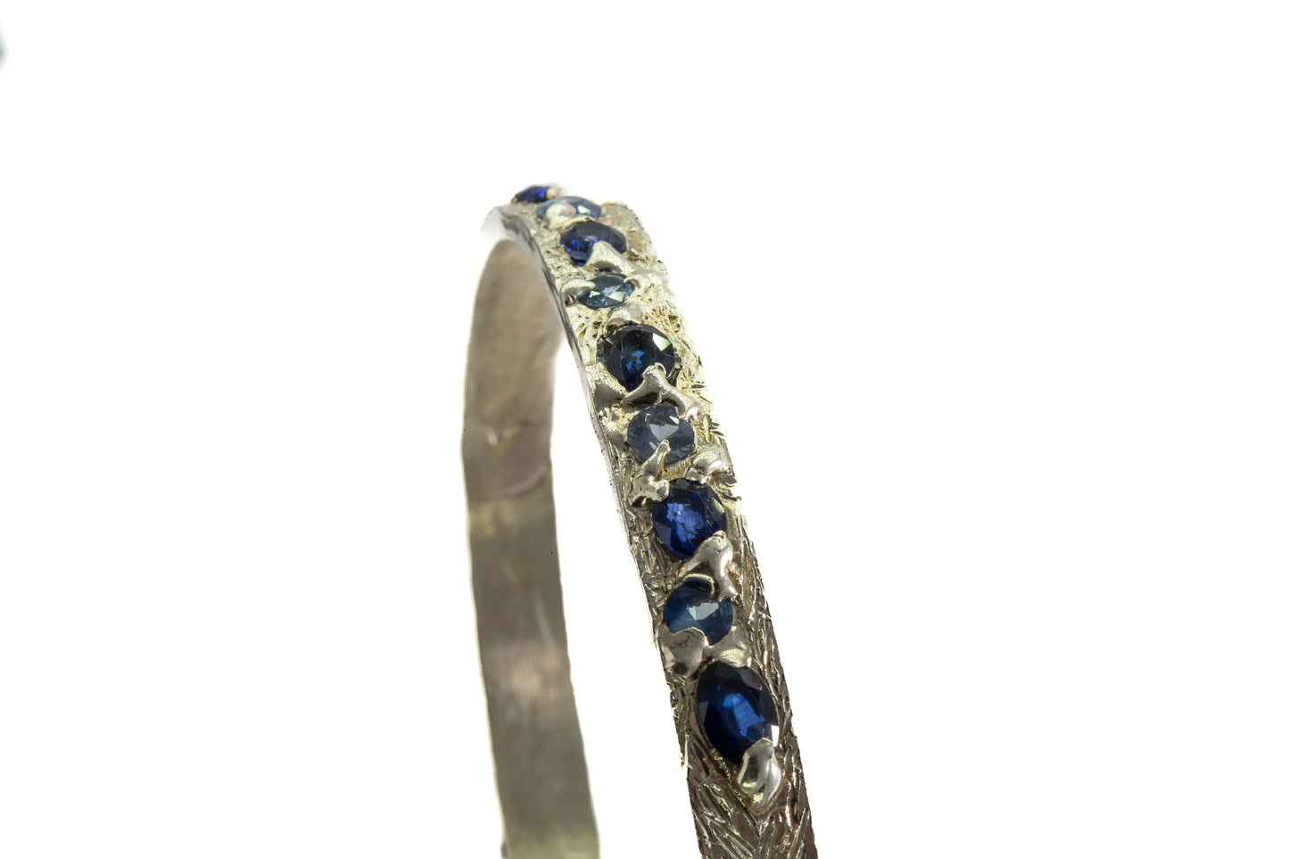 Sapphires in Silver: 9 stone blue  Bangle