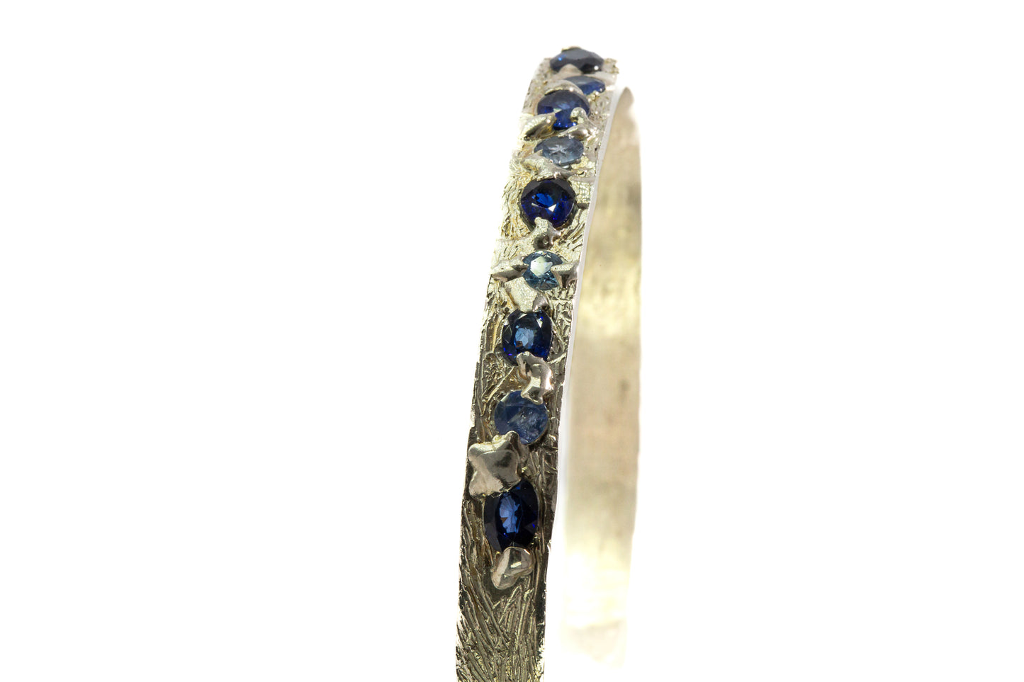 Sapphires in Silver: 9 stone blue  Bangle