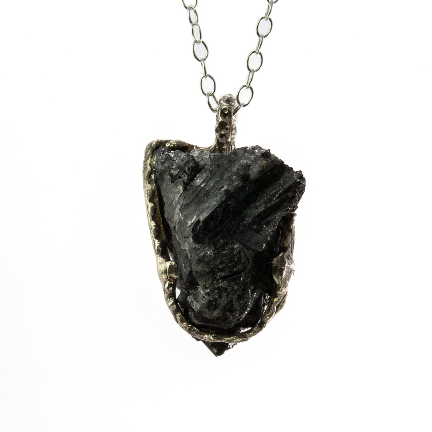 Local Gems: Rough Black Tourmaline in Silver Pendant