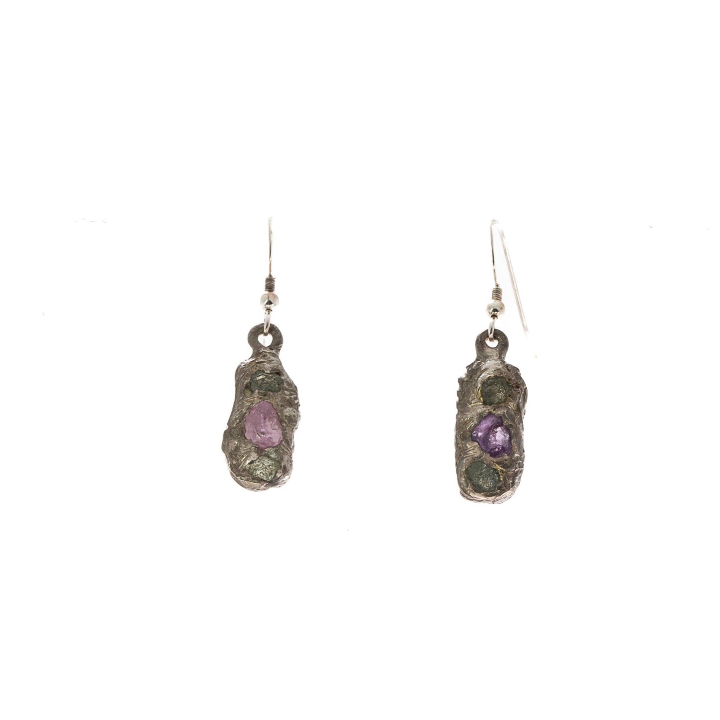 Sapphires in Silver: 3 rough Montana Sapphire Earrings