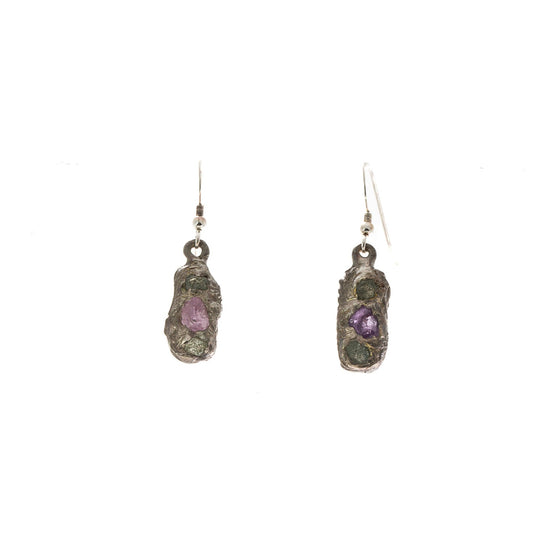 Sapphires in Silver: 3 rough Montana Sapphire Earrings
