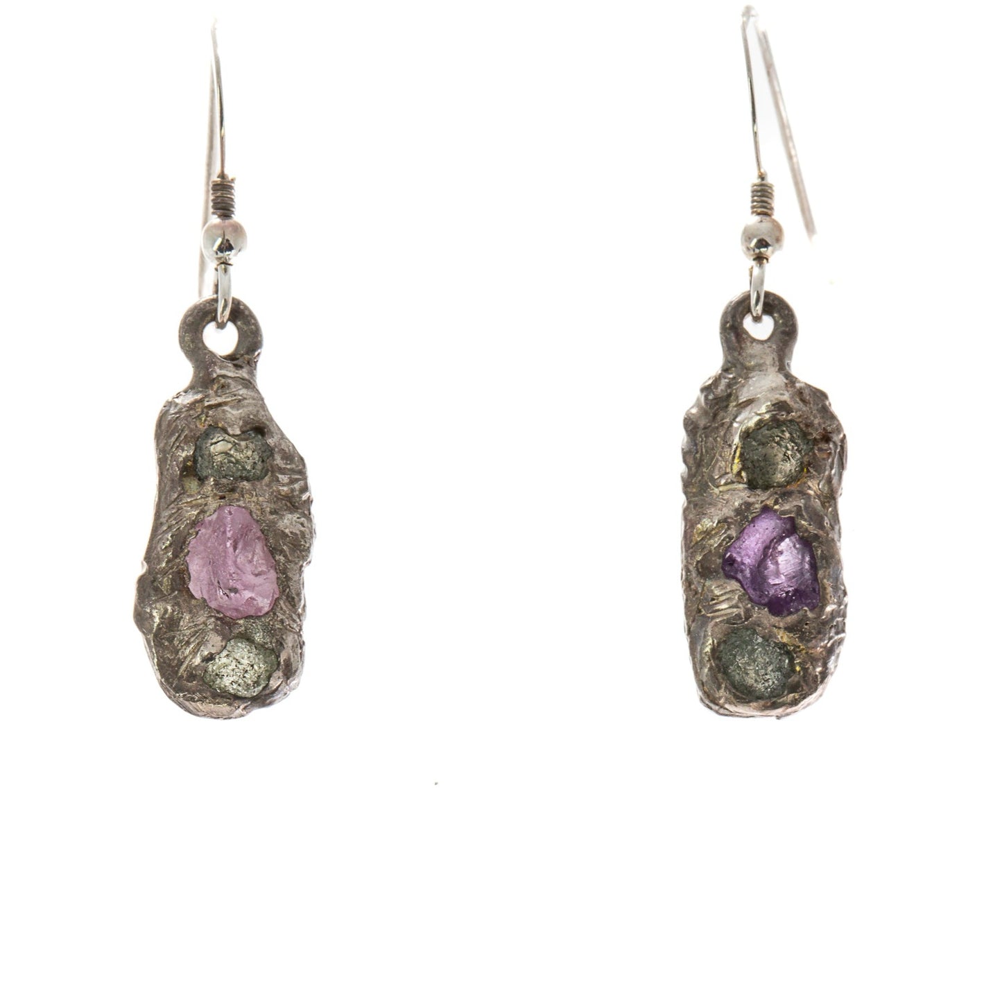 Sapphires in Silver: 3 rough Montana Sapphire Earrings
