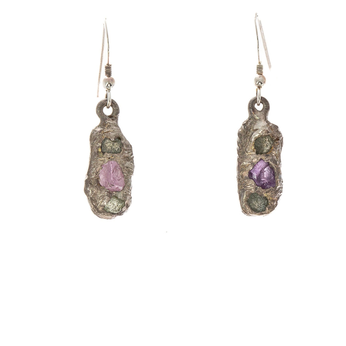 Sapphires in Silver: 3 rough Montana Sapphire Earrings